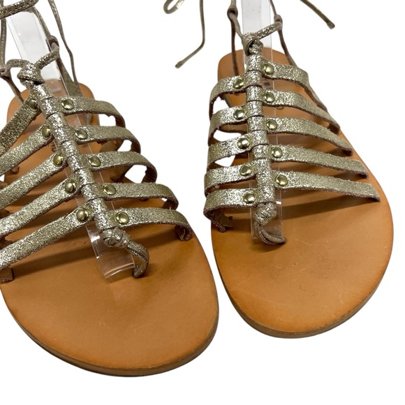Lucky Brand Collette Gold Leather Gladiator Lace Up Flat Sandals Women’s 7 - Picture 6 of 13